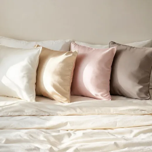 Mulberry silk pillowcases in soft neutral colors