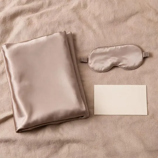Silk care and travel accessories flat lay